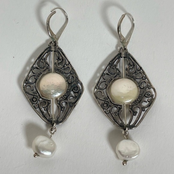 Pearl & Sterling Silver Necklace & Earrings by Israeli Artist YAM Yuval - Picture 13 of 13